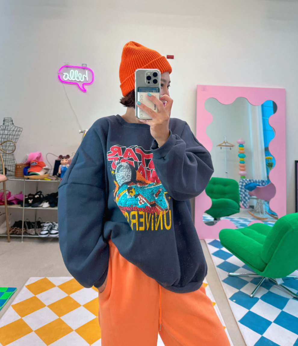 [99가능][메이퍼플] 스페이스 오버핏 기모 맨투맨  [MAPLEPURPLE] Space Oversized Fleece Sweatshirt