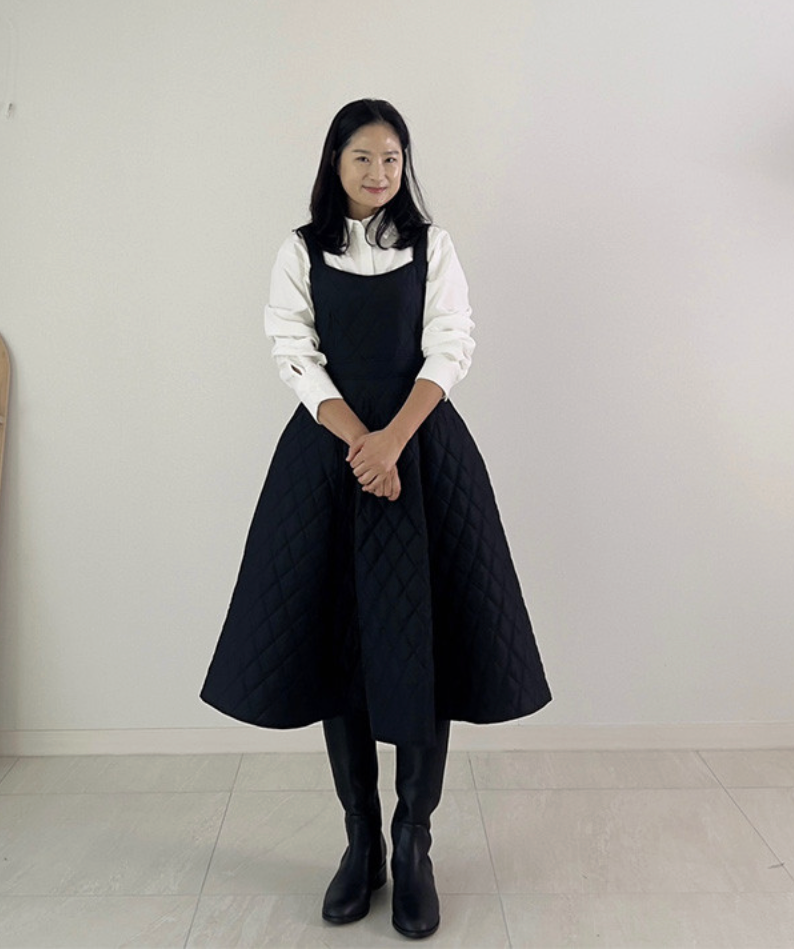 [55-66][시그니처]겨울 결혼식 하객룩 키작녀 원피스 / Quilted Padded One-Piece Dress