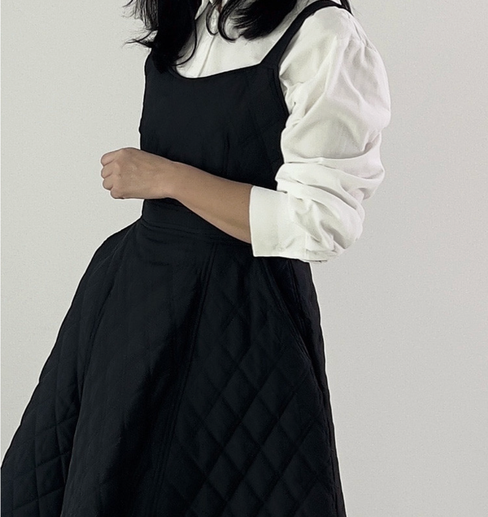 [55-66][시그니처]겨울 결혼식 하객룩 키작녀 원피스 / Quilted Padded One-Piece Dress