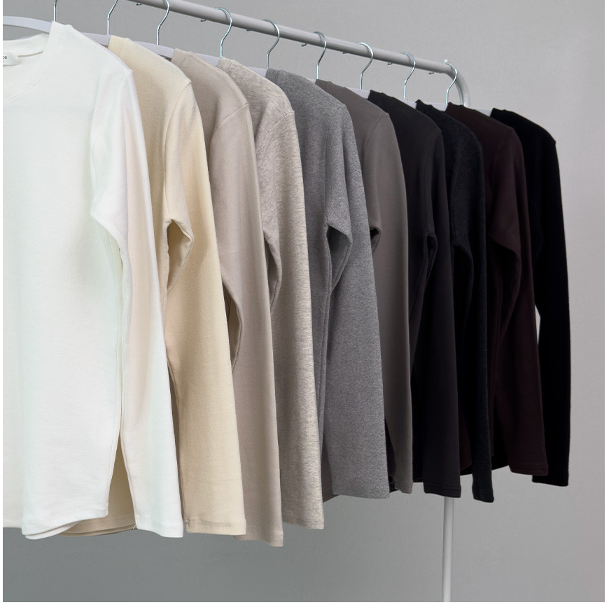 [66까지][시그니처]피치기모 이너 박스 레이어드 롱티 / Peach-Fleece Inner Boxy Layered Long Tee