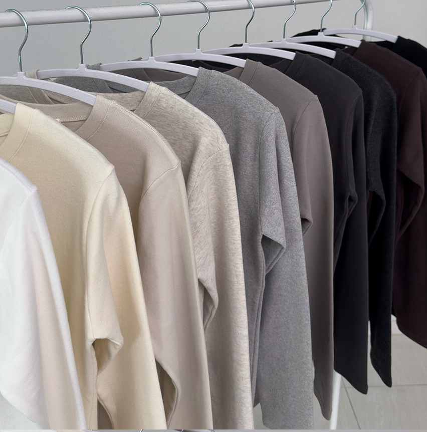 [66까지][시그니처]피치기모 이너 박스 레이어드 롱티 / Peach-Fleece Inner Boxy Layered Long Tee