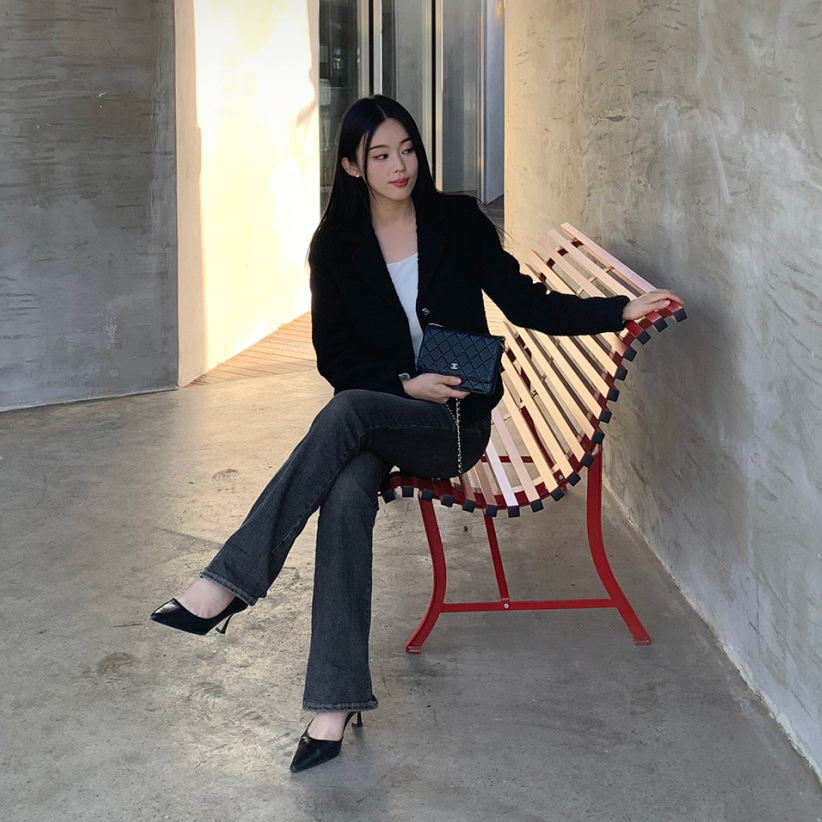 [S-XL][엘렌서울]울 트위드 퀼팅 안감 부클 카라 자켓 Wool Tweed Bouclé Collar Jacket