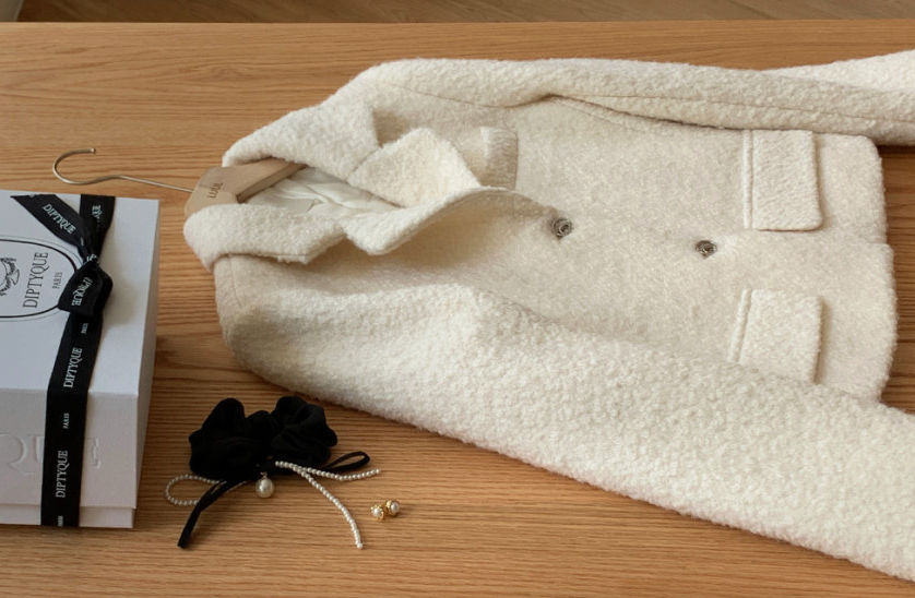 [S-XL][엘렌서울]울 트위드 퀼팅 안감 부클 카라 자켓 Wool Tweed Bouclé Collar Jacket