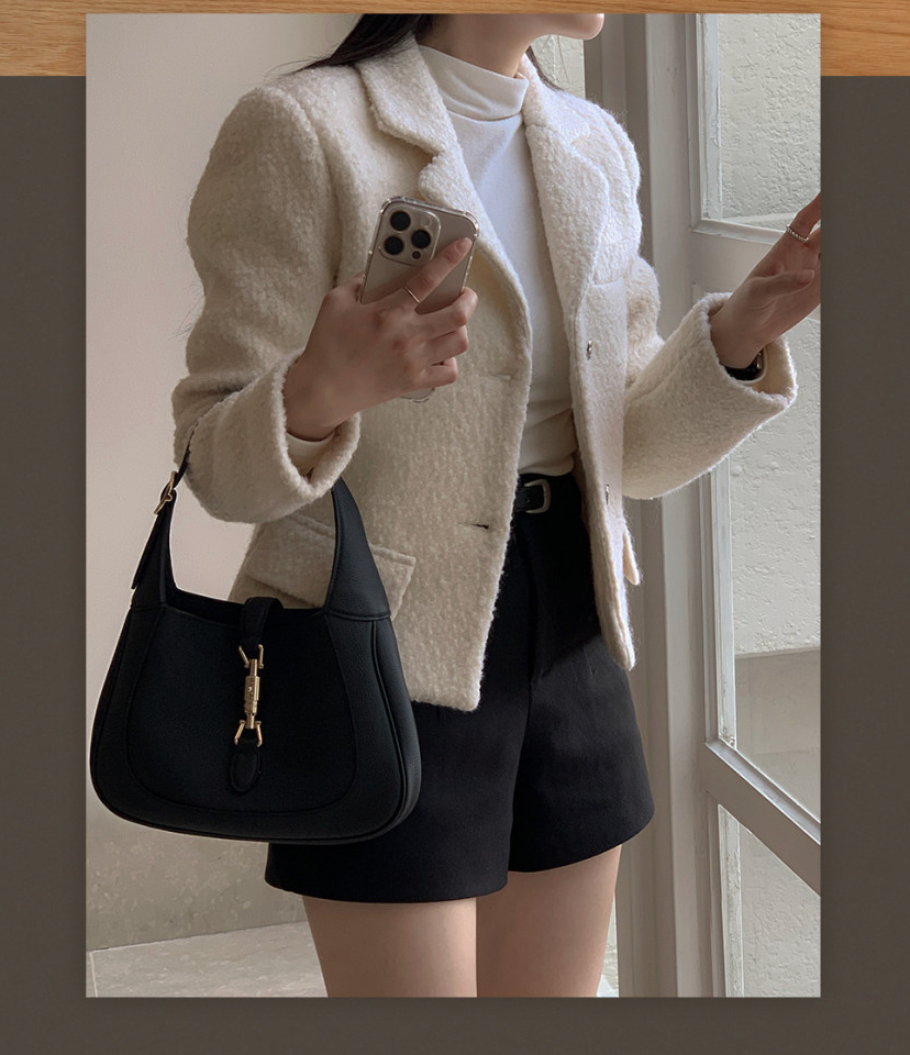 [S-XL][엘렌서울]울 트위드 퀼팅 안감 부클 카라 자켓 Wool Tweed Bouclé Collar Jacket