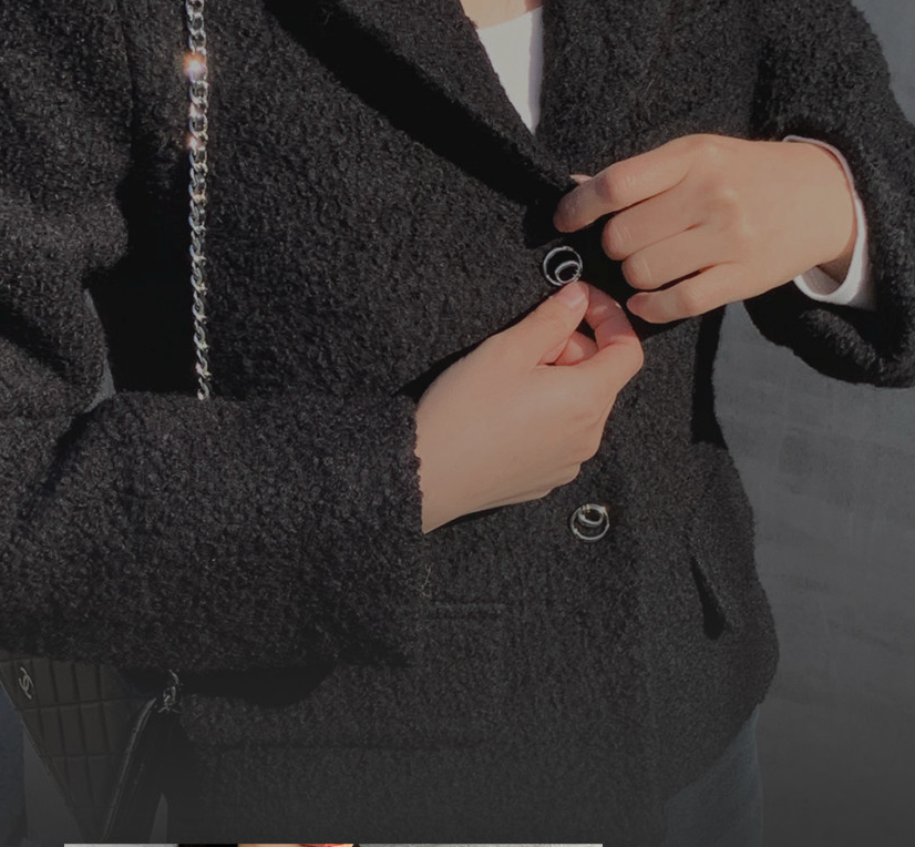 [S-XL][엘렌서울]울 트위드 퀼팅 안감 부클 카라 자켓 Wool Tweed Bouclé Collar Jacket