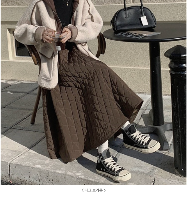 [77까지][이쁘지오]풍성한 퀼팅 누빔 A라인 패딩 플레어 스커트  Winter Quilted A-Line Padded Flare Skirt