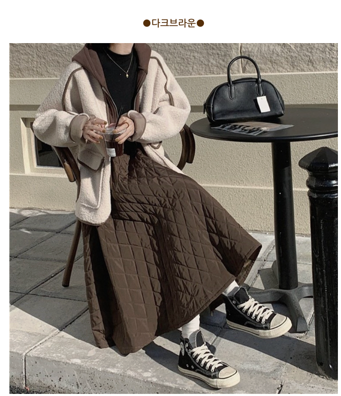 [77까지][이쁘지오]풍성한 퀼팅 누빔 A라인 패딩 플레어 스커트  Winter Quilted A-Line Padded Flare Skirt