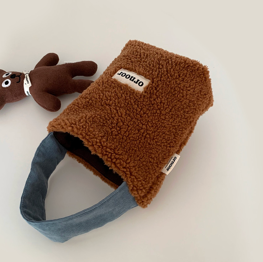 [ornoor] 미니 뽀글이 양털 토트백 · 골덴 손잡이