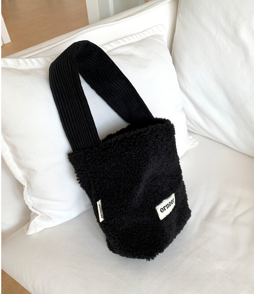 [ornoor] 미니 뽀글이 양털 토트백 · 골덴 손잡이