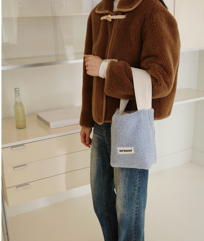[ornoor] 미니 뽀글이 양털 토트백 · 골덴 손잡이