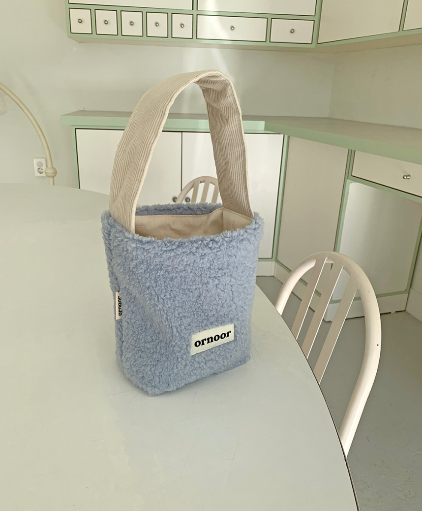 [ornoor] 미니 뽀글이 양털 토트백 · 골덴 손잡이