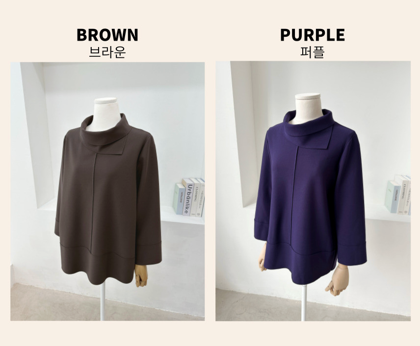 [L~XXL][88까지][우아모]우아모 터틀넥 이중카라 스판 블라우스| UAMO Double-Collar Turtleneck Stretch Blouse