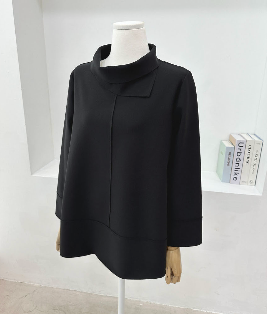 [L~XXL][88까지][우아모]우아모 터틀넥 이중카라 스판 블라우스| UAMO Double-Collar Turtleneck Stretch Blouse