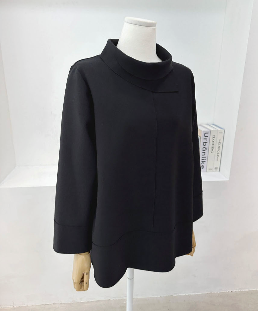 [L~XXL][88까지][우아모]우아모 터틀넥 이중카라 스판 블라우스| UAMO Double-Collar Turtleneck Stretch Blouse