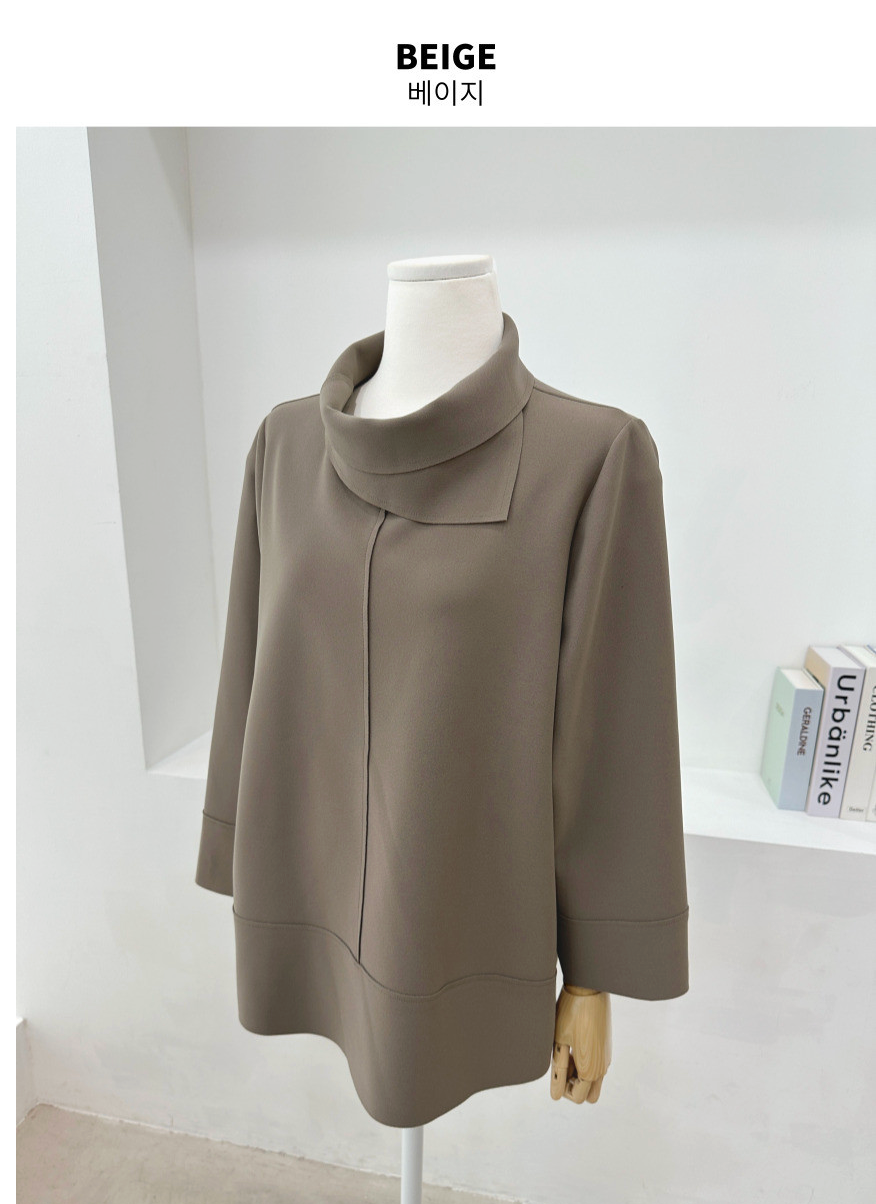 [L~XXL][88까지][우아모]우아모 터틀넥 이중카라 스판 블라우스| UAMO Double-Collar Turtleneck Stretch Blouse