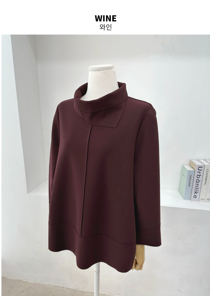 [L~XXL][88까지][우아모]우아모 터틀넥 이중카라 스판 블라우스| UAMO Double-Collar Turtleneck Stretch Blouse