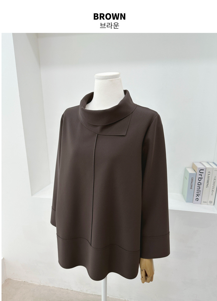 [L~XXL][88까지][우아모]우아모 터틀넥 이중카라 스판 블라우스| UAMO Double-Collar Turtleneck Stretch Blouse