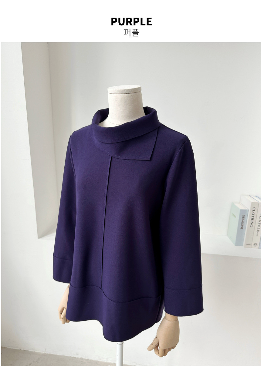 [L~XXL][88까지][우아모]우아모 터틀넥 이중카라 스판 블라우스| UAMO Double-Collar Turtleneck Stretch Blouse