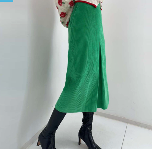 [66까지]밴딩 컬러 코듀로이 비비드 슬릿 골덴 롱스커트  Banded Color Corduroy Vivid Slit Long Skirt