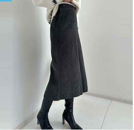 [66까지]밴딩 컬러 코듀로이 비비드 슬릿 골덴 롱스커트  Banded Color Corduroy Vivid Slit Long Skirt