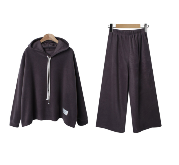 [88가능][삐까삐까]플리스 루즈핏 후드탑 & 와이드 9–10부 팬츠 세트 Seed Fleece Hoodie & Wide Pants Set