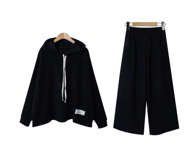 [88가능][삐까삐까]플리스 루즈핏 후드탑 & 와이드 9–10부 팬츠 세트 Seed Fleece Hoodie & Wide Pants Set