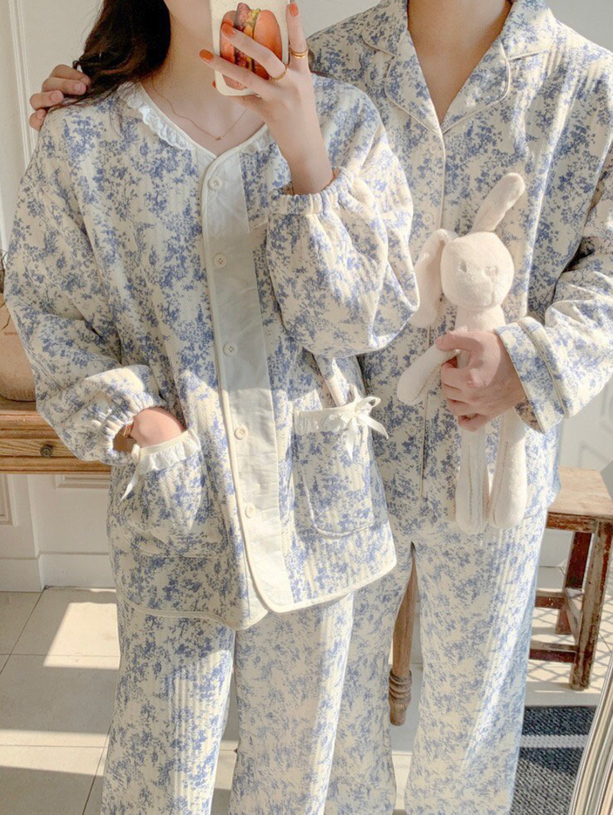 [누빔 잠옷][디어앤]블룸 보들보들 누빔 잠옷 파자마 한벌세트(남/여)Bloom Soft Quilted Couple Pajama Set