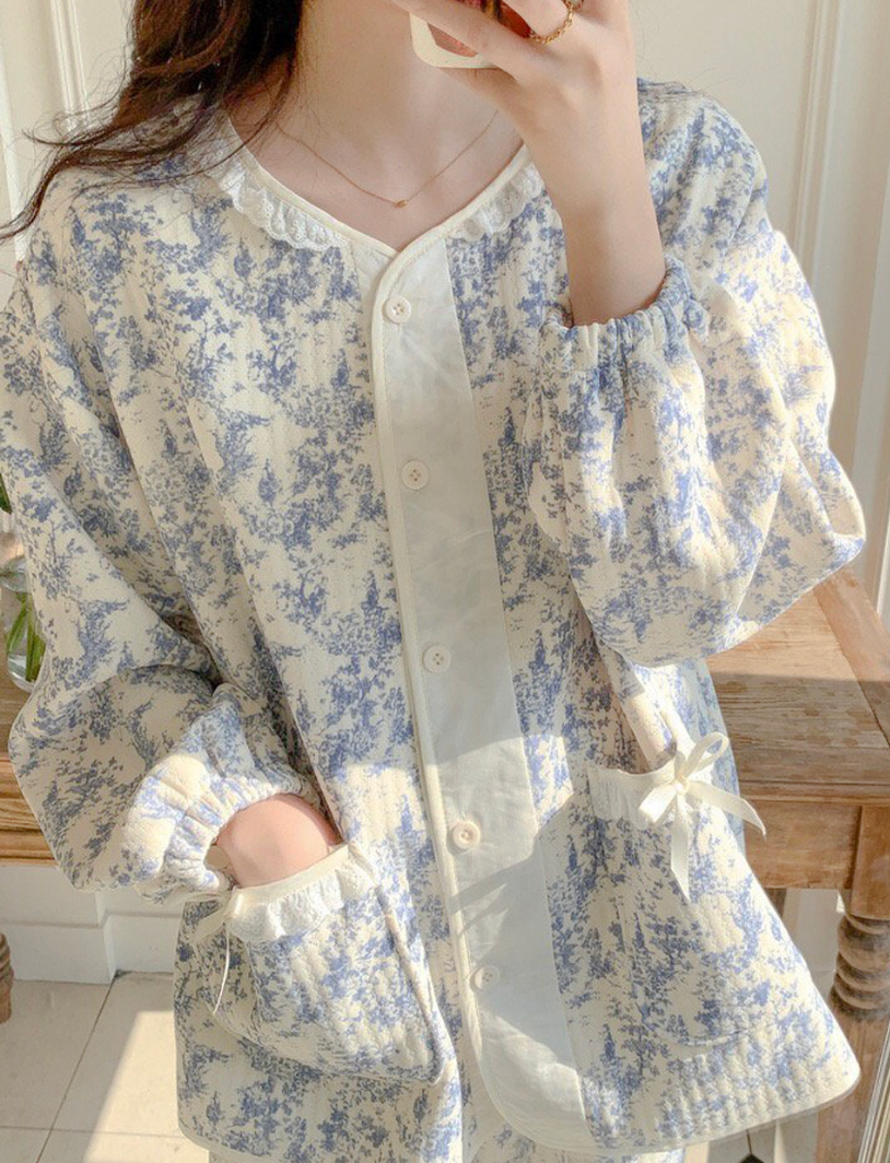 [누빔 잠옷][디어앤]블룸 보들보들 누빔 잠옷 파자마 한벌세트(남/여)Bloom Soft Quilted Couple Pajama Set