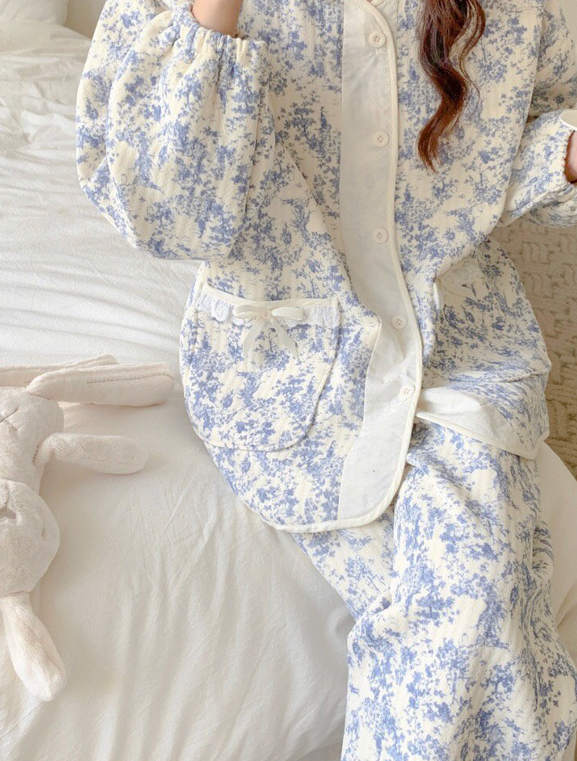 [누빔 잠옷][디어앤]블룸 보들보들 누빔 잠옷 파자마 한벌세트(남/여)Bloom Soft Quilted Couple Pajama Set