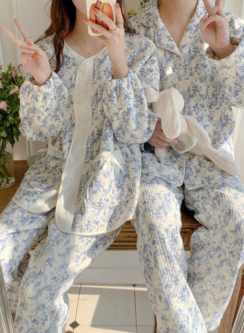 [누빔 잠옷][디어앤]블룸 보들보들 누빔 잠옷 파자마 한벌세트(남/여)Bloom Soft Quilted Couple Pajama Set