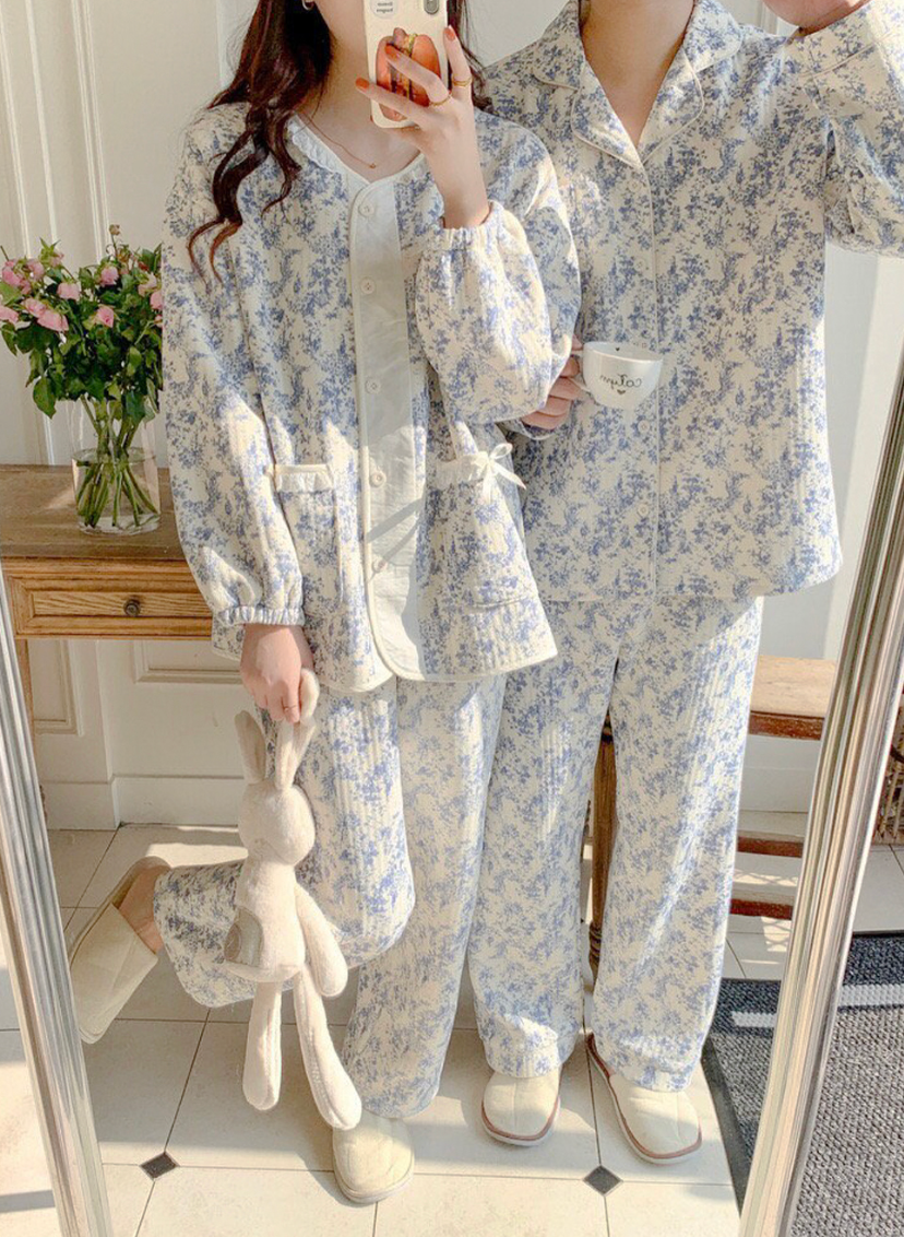 [누빔 잠옷][디어앤]블룸 보들보들 누빔 잠옷 파자마 한벌세트(남/여)Bloom Soft Quilted Couple Pajama Set