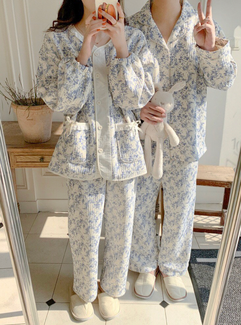 [누빔 잠옷][디어앤]블룸 보들보들 누빔 잠옷 파자마 한벌세트(남/여)Bloom Soft Quilted Couple Pajama Set
