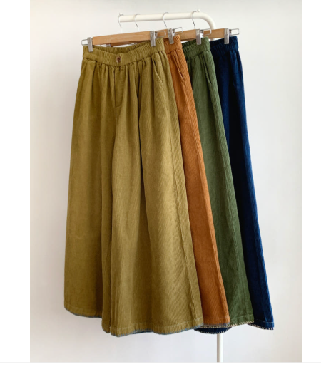 [99까지가능]스티치 포인트 롱기장  골덴 와이드 팬츠 Corduroy Stitch Wide Pants