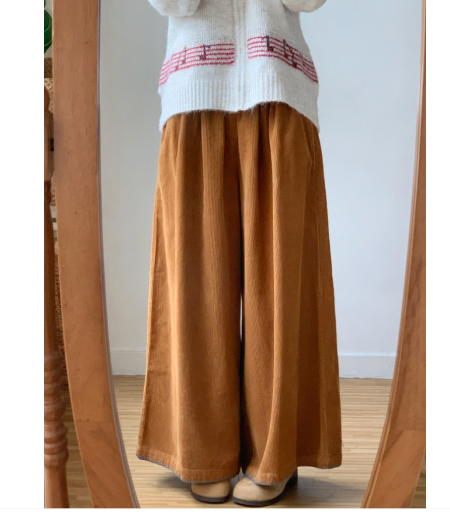 [99까지가능]스티치 포인트 롱기장  골덴 와이드 팬츠 Corduroy Stitch Wide Pants