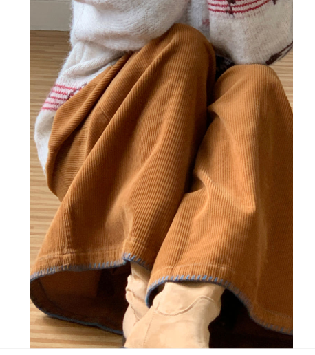 [99까지가능]스티치 포인트 롱기장  골덴 와이드 팬츠 Corduroy Stitch Wide Pants