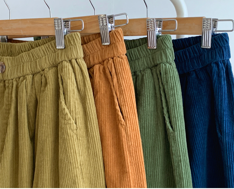 [99까지가능]스티치 포인트 롱기장  골덴 와이드 팬츠 Corduroy Stitch Wide Pants