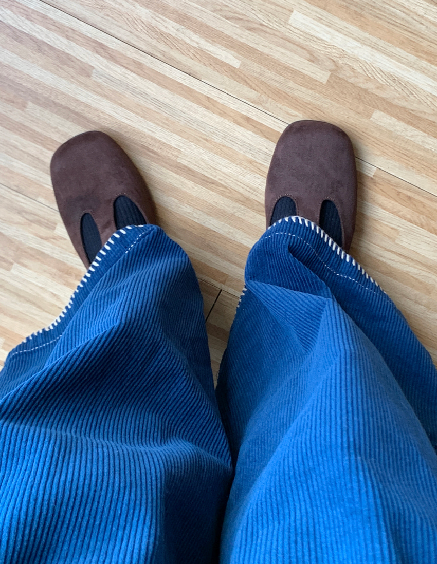 [99까지가능]스티치 포인트 롱기장  골덴 와이드 팬츠 Corduroy Stitch Wide Pants