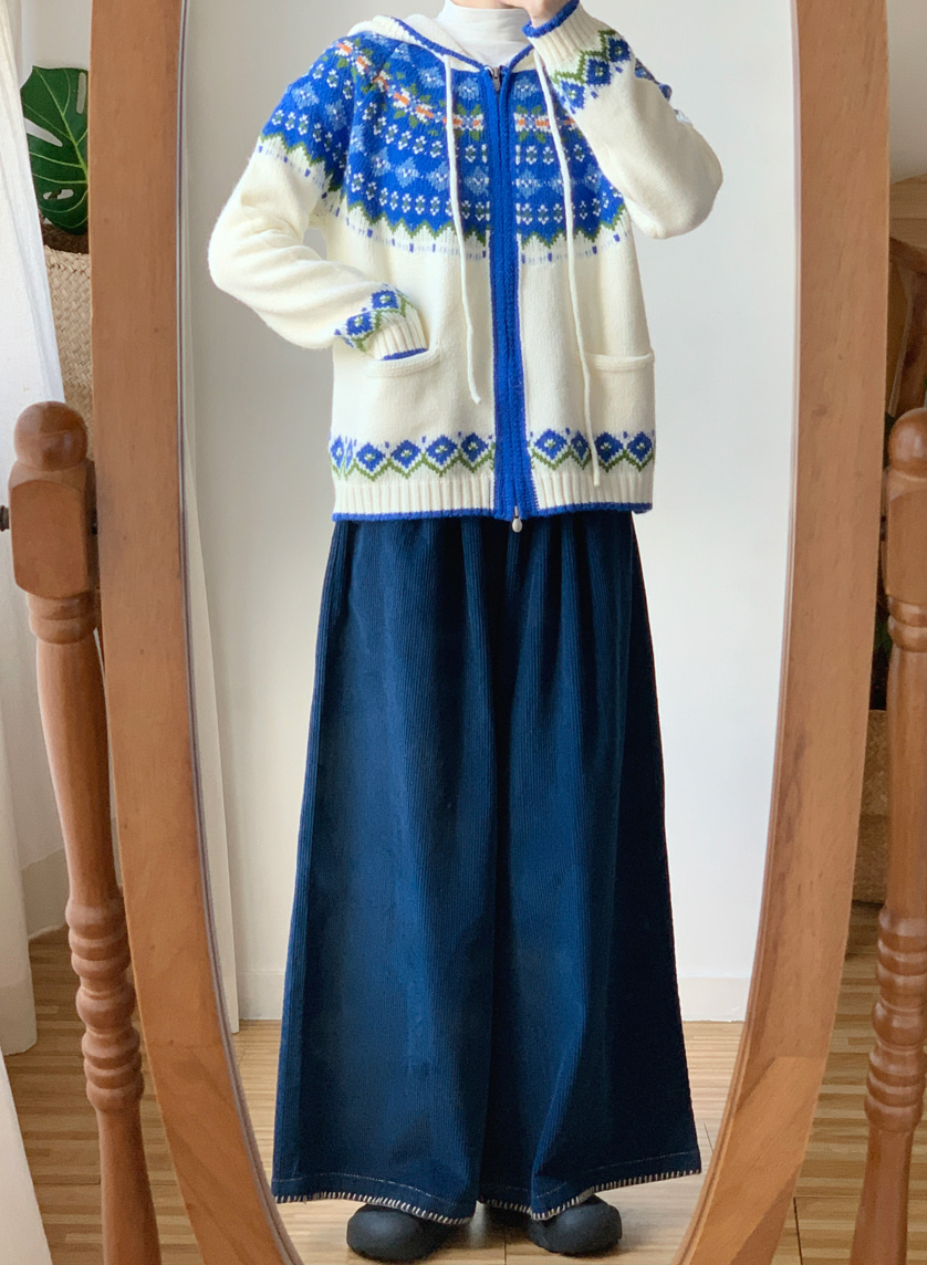 [99까지가능]스티치 포인트 롱기장  골덴 와이드 팬츠 Corduroy Stitch Wide Pants