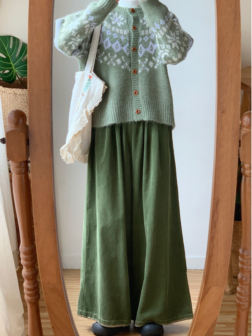 [99까지가능]스티치 포인트 롱기장  골덴 와이드 팬츠 Corduroy Stitch Wide Pants