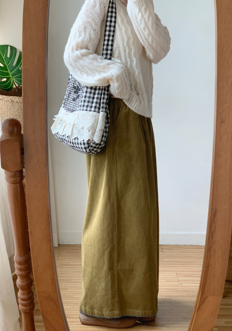 [99까지가능]스티치 포인트 롱기장  골덴 와이드 팬츠 Corduroy Stitch Wide Pants