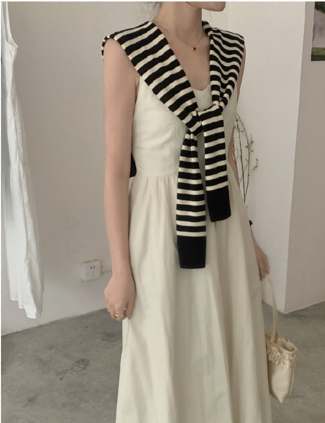 [어부바 페이크 가디건]단가라 어깨 니트 숄 Striped Shoulder Knit Shawl