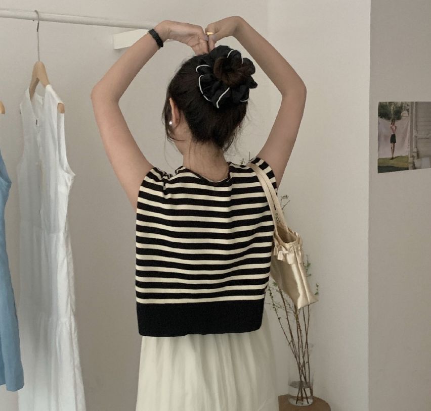 [어부바 페이크 가디건]단가라 어깨 니트 숄 Striped Shoulder Knit Shawl