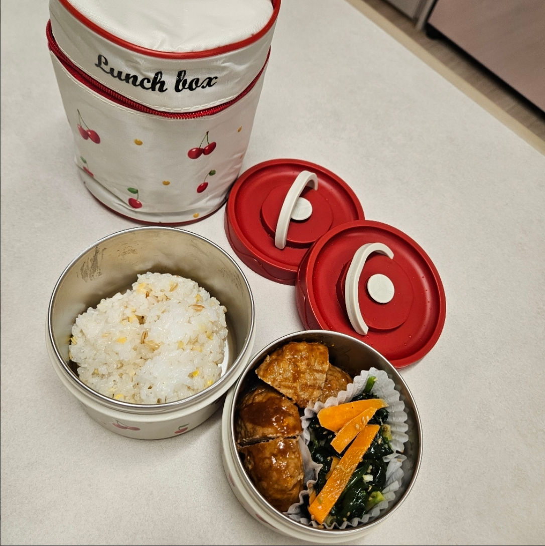 [보온도시락통]Maiesun 304 스테인리스 보온도시락 세트 2/3/4단 보냉백 포함 체리패턴  | Maiesun 304 Stainless Insulated Lunch Box Set (Red)