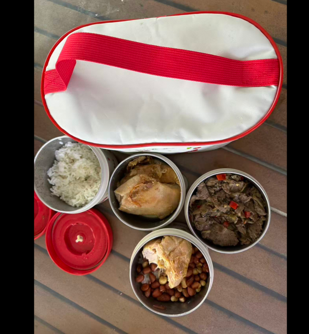 [보온도시락통]Maiesun 304 스테인리스 보온도시락 세트 2/3/4단 보냉백 포함 체리패턴  | Maiesun 304 Stainless Insulated Lunch Box Set (Red)