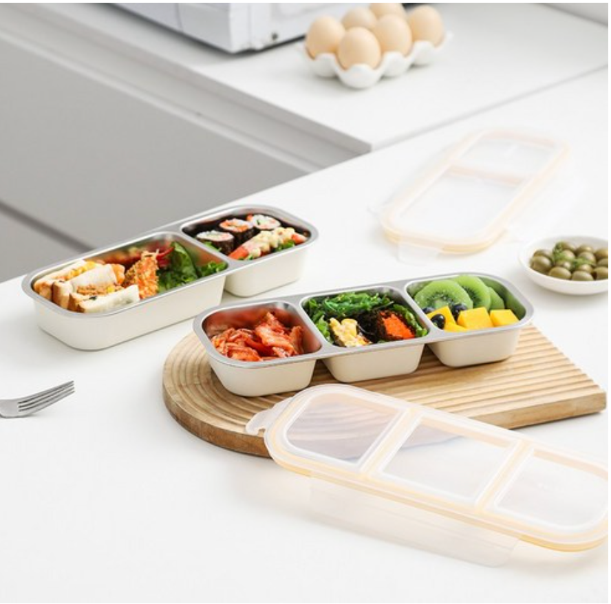 🔥Best🔥[직장인 /다이어트 밀폐도시락][SGAKIC] 304 스텐 분리형 밀폐 도시락통 2칸, 3칸 | SGAKIC 304 Stainless Steel Airtight Lunch Box