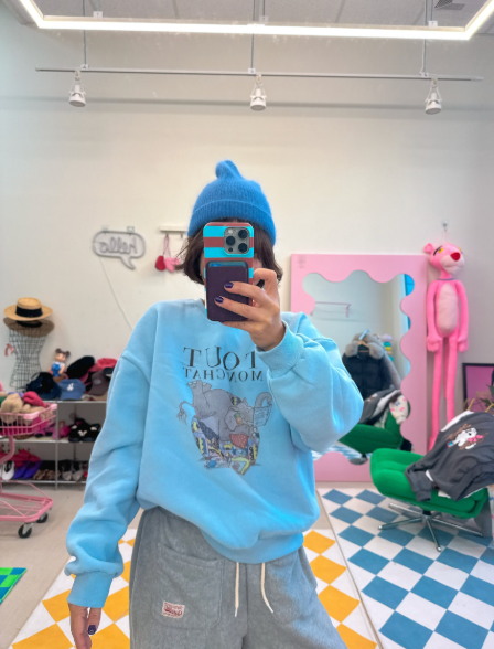 [메이퍼플] 코끼리 리딩 양기모 맨투맨  MAPLEPURPLE Reading Brushed Fleece Sweatshirt