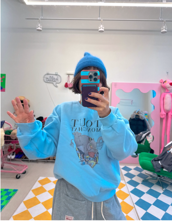 [메이퍼플] 코끼리 리딩 양기모 맨투맨  MAPLEPURPLE Reading Brushed Fleece Sweatshirt