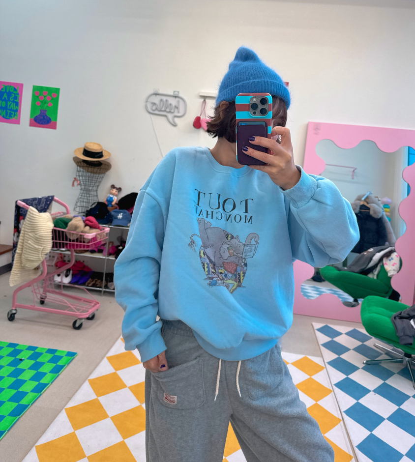 [메이퍼플] 코끼리 리딩 양기모 맨투맨  MAPLEPURPLE Reading Brushed Fleece Sweatshirt