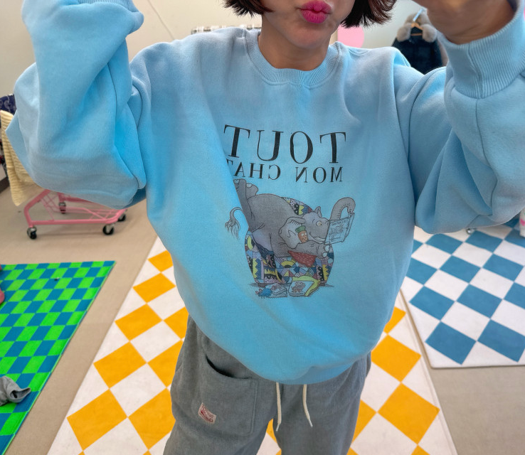 [메이퍼플] 코끼리 리딩 양기모 맨투맨  MAPLEPURPLE Reading Brushed Fleece Sweatshirt