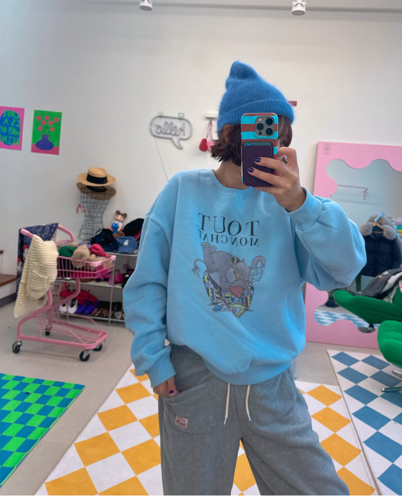 [메이퍼플] 코끼리 리딩 양기모 맨투맨  MAPLEPURPLE Reading Brushed Fleece Sweatshirt